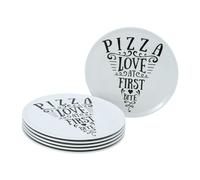 CreaTable, 21569, Série Set d'assiettes à pizza IN LOVE, service de vaisselle 6 pièces, assiettes à pizza en porcelaine.