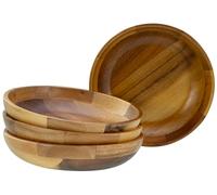 CreaTable, 21577, Série Acacia - Nature Collection, Set de vaisselle 4 pièces, assiettes à soupe en bois