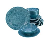 CreaTable, 21624, Série Orient Mandala Aquamarine, 18 pièces de vaisselle, set d'assiettes en porcelaine, Aigue-marine
