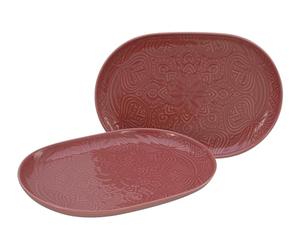 CreaTable, 21631, Série Orient Mandala Rouge, service de vaisselle 2 pièces, ensemble d'assiettes en porcelaine.