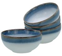 CreaTable, 21684, série Cascade Buddha Bowls bleu, service de vaisselle 4 pièces, ensemble de Buddha Bowls en grès.