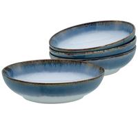 Creatable, 21688, Série Cascade Bowls Bleu, service de vaisselle 4 pièces, ensemble de poke bowls en grès.