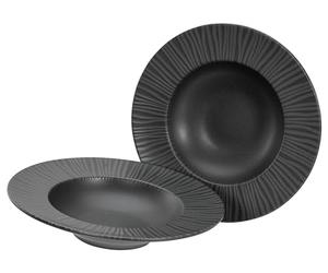 CreaTable, 21823, Série Vesuvio black, ensemble de vaisselle 2 pièces, set de assiettes en grès.