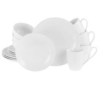 CreaTable, 21927, Série Luna Blanc, service de vaisselle 16 pièces, service combiné en porcelaine, compatible lave-vaisselle et micro-ondes, qualité de fabrication, Weiss