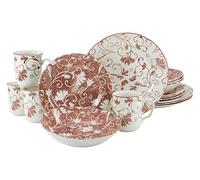 CreaTable, 22257, série Damask rouge, service de table, service combiné 16 pièces
