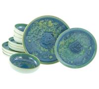 CreaTable, 22446, Série Yuki, service de vaisselle 12 pièces, ensemble d'assiettes en grès, compatible avec le lave-vaisselle et le micro-ondes, production de qualité.