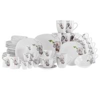 CreaTable, 22536, Série Square Orchidee, service de vaisselle 62 pièces, service de combinaison en porcelaine, compatible lave-vaisselle et micro-ondes, production de qualité.