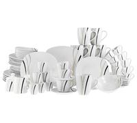 CreaTable, 22537, Série Square City Line, service de vaisselle 62 pièces, ensemble de services en porcelaine, compatible lave-vaisselle et micro-ondes, production de qualité.