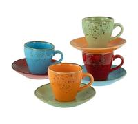 CreaTable, 22876, Série Nature Collection Méditerranée, service de vaisselle 8 pièces, ensemble pour expresso en grès, compatible avec le lave-vaisselle et le micro-ondes, production de qualité.