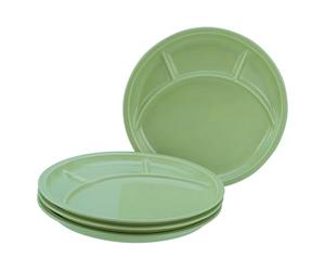 CreaTable, 22985, Série Universal Assiette à fondue verte, ensemble de vaisselle de 4 pièces, assiette à fondue en porcelaine, convient au lave-vaisselle et au micro-ondes, fabriqué en Europe.