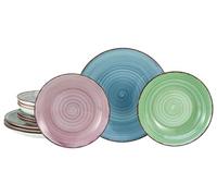 CreaTable, 23332 Série Samba Service de table 12 pièces pour 4 personnes, assiettes en porcelaine, passe au lave-vaisselle et au micro-ondes, production de qualité