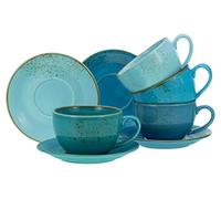 Creatable, 23699 Série Nature Collection Aqua Lot de 8 tasses de bistrot, en grès, passent au lave-vaisselle et au micro-ondes, production de qualité