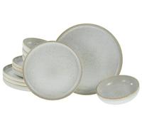 CreaTable, 23715, Série Uno Vintage Offwhite, service de vaisselle 12 pièces, set d’assiettes en grès, compatible lave-vaisselle et micro-ondes, production de qualité.