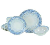 CreaTable, 23717, Série Rondo Summertime, service de vaisselle 12 pièces, ensemble d'assiettes en grès, compatible lave-vaisselle et micro-ondes, production de qualité.