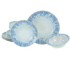 CreaTable, 23717, Série Rondo Summertime, service de vaisselle 12 pièces, ensemble d'assiettes en grès, compatible lave-vaisselle et micro-ondes, production de qualité.