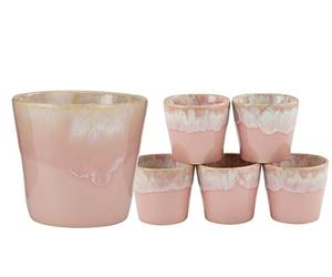 Creatable, 23727 Série Grespresso Lungo Lot de 6 pièces en grès Passe au lave-vaisselle et au micro-ondes Fabriqué au Portugal 21 cm Rose