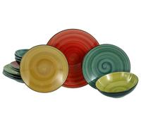 CreaTable, 23965, Série Samoa, service de vaisselle de 12 pièces, ensemble d'assiettes en grès, compatible lave-vaisselle et micro-ondes, production de qualité.