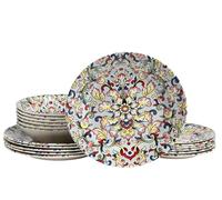 CreaTable, 24016 Série Arabesque Service de table 18 pièces pour 6 personnes, assiettes en faïence, passe au lave-vaisselle et au micro-ondes, production de qualité