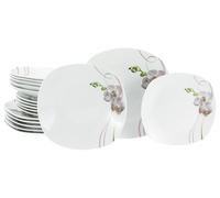 CreaTable, 24027, Série Square Orchidee, service de vaisselle 18 pièces, ensemble d'assiettes en porcelaine, compatible lave-vaisselle et micro-ondes, production de qualité.