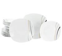 CreaTable, 24031, Série Square City Line, service de vaisselle 18 pièces, ensemble d'assiettes en porcelaine, compatible lave-vaisselle et micro-ondes, production de qualité.