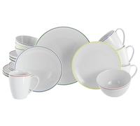 CreaTable, 24055 Série Luna Color Line Service de table 20 pièces en porcelaine pour 4 personnes, passe au lave-vaisselle et au micro-ondes, production de qualité