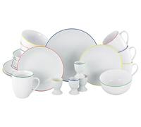 CreaTable, 24056 Série Luna Color Line Service de table 24 pièces en porcelaine pour 4 personnes, passe au lave-vaisselle et au micro-ondes, production de qualité