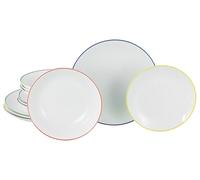 CreaTable, 24057 Série Luna Color Line Service de table 12 pièces pour 4 personnes, assiettes en porcelaine, passe au lave-vaisselle et au micro-ondes, production de qualité
