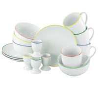 CreaTable, 24058 Série Luna Color Line Service de table 16 pièces pour 4 personnes, en porcelaine, passe au lave-vaisselle et au micro-ondes, production de qualité