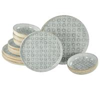CreaTable, 24087, Série Uno Emiliana Gris, ensemble de vaisselle de 12 pièces, set d'assiettes en grès, compatible lave-vaisselle et micro-ondes, production de qualité.