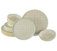 CreaTable, 24088, Série Uno Emiliana Rouge, service de vaisselle 12 pièces, ensemble d'assiettes en grès, compatible lave-vaisselle et micro-ondes, production de qualité.