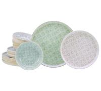 CreaTable, 24089 Série Uno Emiliana Mix Lot de 12 assiettes en grès pour 4 personnes Passe au lave-vaisselle et au micro-ondes Fabriqué au Portugal