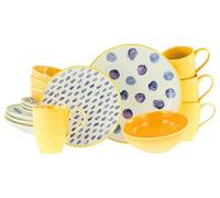 CreaTable, 24176 Série Maisie, Service de table 16 pièces pour 4 personnes, en grès, passe au lave-vaisselle et au micro-ondes, production de qualité