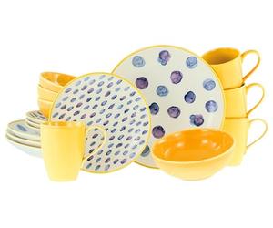 CreaTable, 24176 Série Maisie, Service de table 16 pièces pour 4 personnes, en grès, passe au lave-vaisselle et au micro-ondes, production de qualité