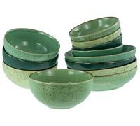Creatable, 24224, Série Nature Collection Green Life Bowls, service de vaisselle 12 pièces, ensemble de bols en grès, compatible lave-vaisselle et micro-ondes, production de qualité.