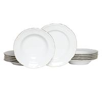 CreaTable, 24319 Série Maria Theresia Gold Service de table 12 pièces en porcelaine pour 6 personnes Fabriqué en Europe