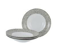Creatable, 24708 Série Stone Collection Genua Service de table 4 pièces pour 4 personnes Assiette à pâtes en porcelaine Passe au lave-vaisselle et au micro-ondes Fabriqué en Europe