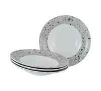 Creatable, 24722 Série Stone Collection Florence Service de table 4 pièces pour 4 personnes Assiette à pâtes en porcelaine Passe au lave-vaisselle et au micro-ondes Fabriqué en Europe