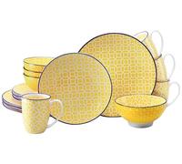 CreaTable, 24761 Série Mediterran Curry Service de table 16 pièces en grès pour 4 personnes, passe au lave-vaisselle et au micro-ondes, production de qualité