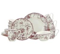 CreaTable, 24777 Série Adelaide Red Service de table 16 pièces en porcelaine pour 4 personnes, passe au lave-vaisselle et au micro-ondes, production de qualité