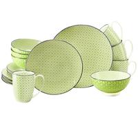 CreaTable, 24780 Série Mediterranéen Service de table 16 pièces pour 4 personnes, en grès, passe au lave-vaisselle et au micro-ondes, production de qualité