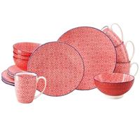 CreaTable, 24787 Série Mediterran Red Service de table 16 pièces en grès pour 4 personnes Passe au lave-vaisselle et au micro-ondes Production de qualité