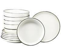 CreaTable, 24793, Série Nordic Festive Crème, Service de table 12 pièces pour 6 personnes en grès, vaisselle de qualité, résistante au lave-vaisselle et au micro-ondes