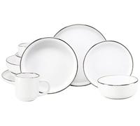 CreaTable, 24795 Série Nordic Festive Weiss Service de table 10 pièces en grès pour 2 personnes Passe au lave-vaisselle et au micro-ondes Production de qualité