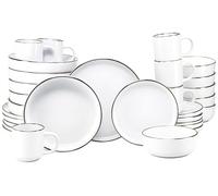 CreaTable, 24799, série Nordic Festive Blanc, service de table 30 pièces pour 6 personnes, service combiné en grès, adapté au lave-vaisselle et au micro-ondes, production de qualité