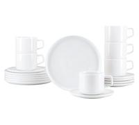 CreaTable, 25075 Série Session White Service de table 18 pièces pour 6 personnes, en porcelaine, passe au lave-vaisselle et au micro-ondes, fabriqué en Europe