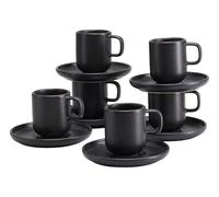 Creatable, 25256 Série Uno Black Service de table 12 pièces pour 6 personnes en grès Passe au lave-vaisselle et au micro-ondes Fabriqué au Portugal