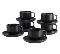 Creatable, 25257 Série Uno Black Service de table 12 pièces pour 6 personnes, en grès, passe au lave-vaisselle et au micro-ondes, fabriqué au Portugal