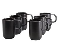 Creatable 25258 Série Uno Black Lot de 6 tasses à café, pour 6 personnes, en grès, 30 cl, passent au lave-vaisselle et au micro-ondes, fabriquées au Portugal
