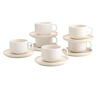 Creatable, 25261 Série Uno Offwhite Lot de 6 tasses à café en grès pour 6 personnes Passe au lave-vaisselle et au micro-ondes Fabriqué au Portugal