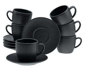 Creatable, 33043 Soft Touch Black Service de table 12 pièces pour 6 personnes en grès Passe au lave-vaisselle et au micro-ondes Fabriqué en Europe